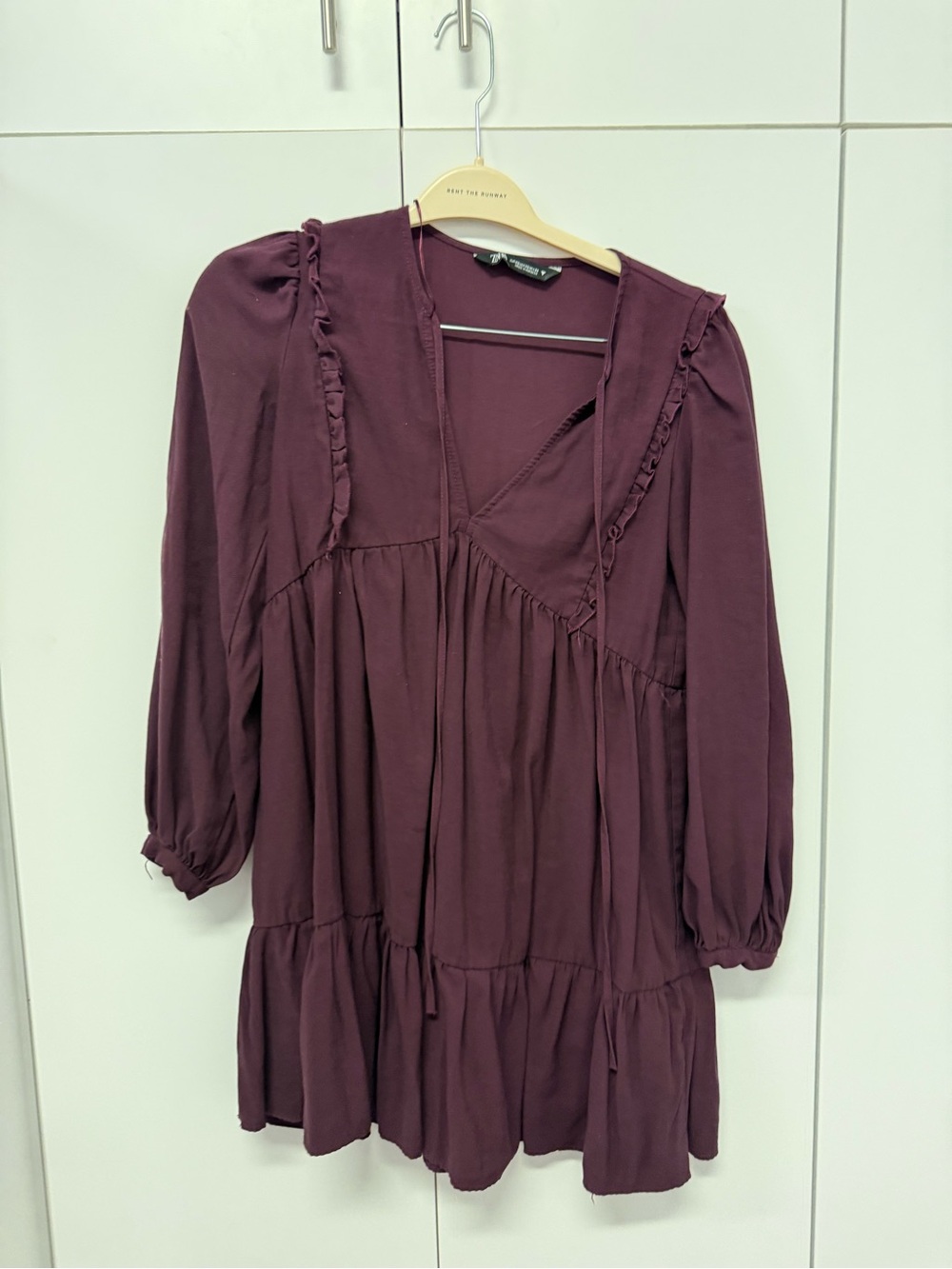 Zara Long Sleeve Tiered Dress in Plum